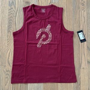 Peloton Studio Tank Top sz M Side Slit Muscle Burgundy Spinning Women Athleisure